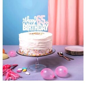 HAPPY 65th RHINESTONE BIRTHDAY CAKE TOPPER.